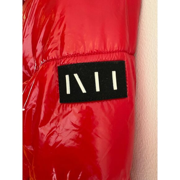 NVLT Red Puffer Jacket Size M Oversized Cozy Mid-Length - Picture 3 of 9